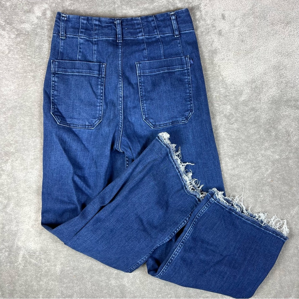 Anthropologie Jeans Womens 28 Pilcro The Skipper Wide Leg Raw Hem High Waisted - Picture 6 of 11